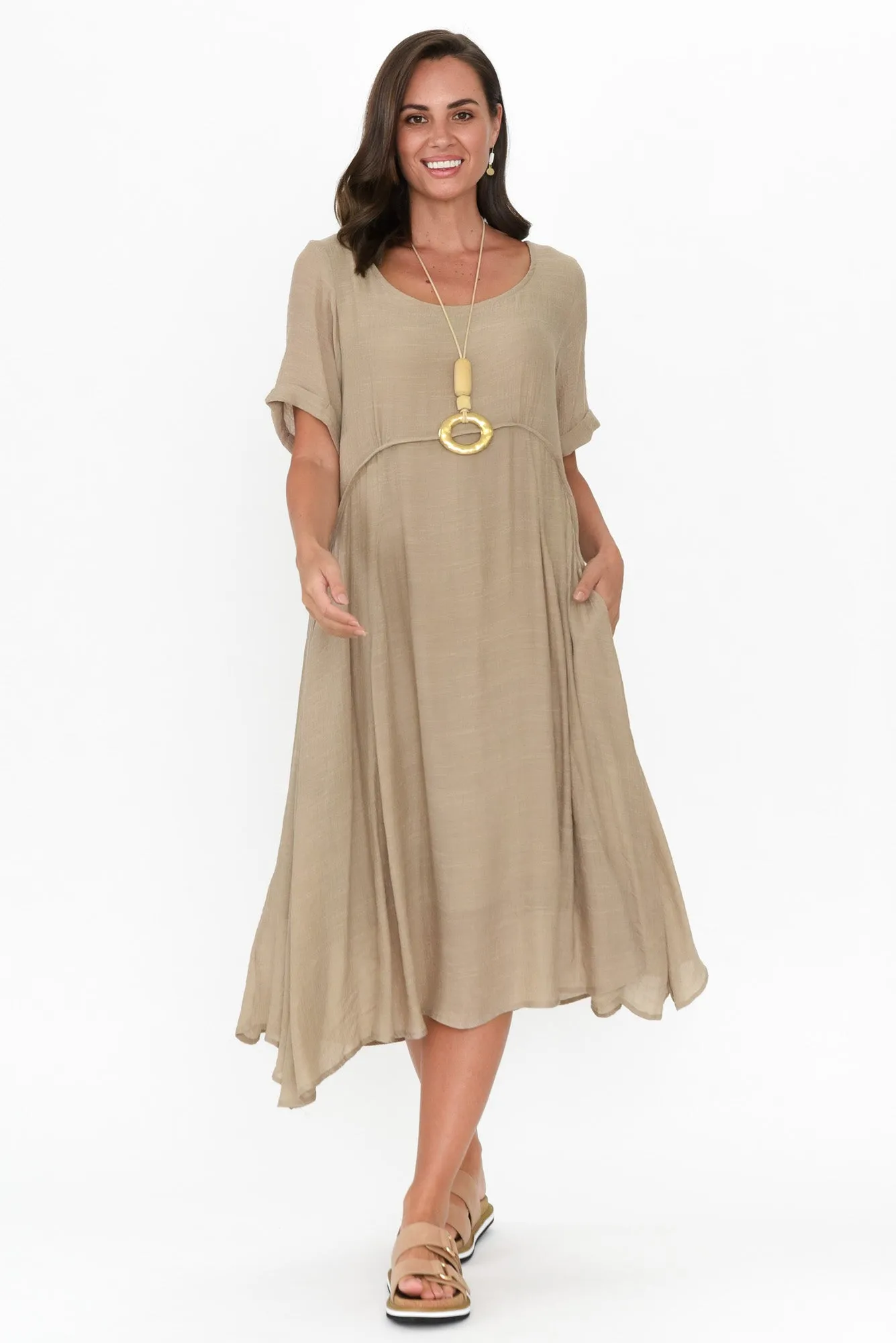 Everlyn Natural Crescent Dress sold by Blue Bungalow