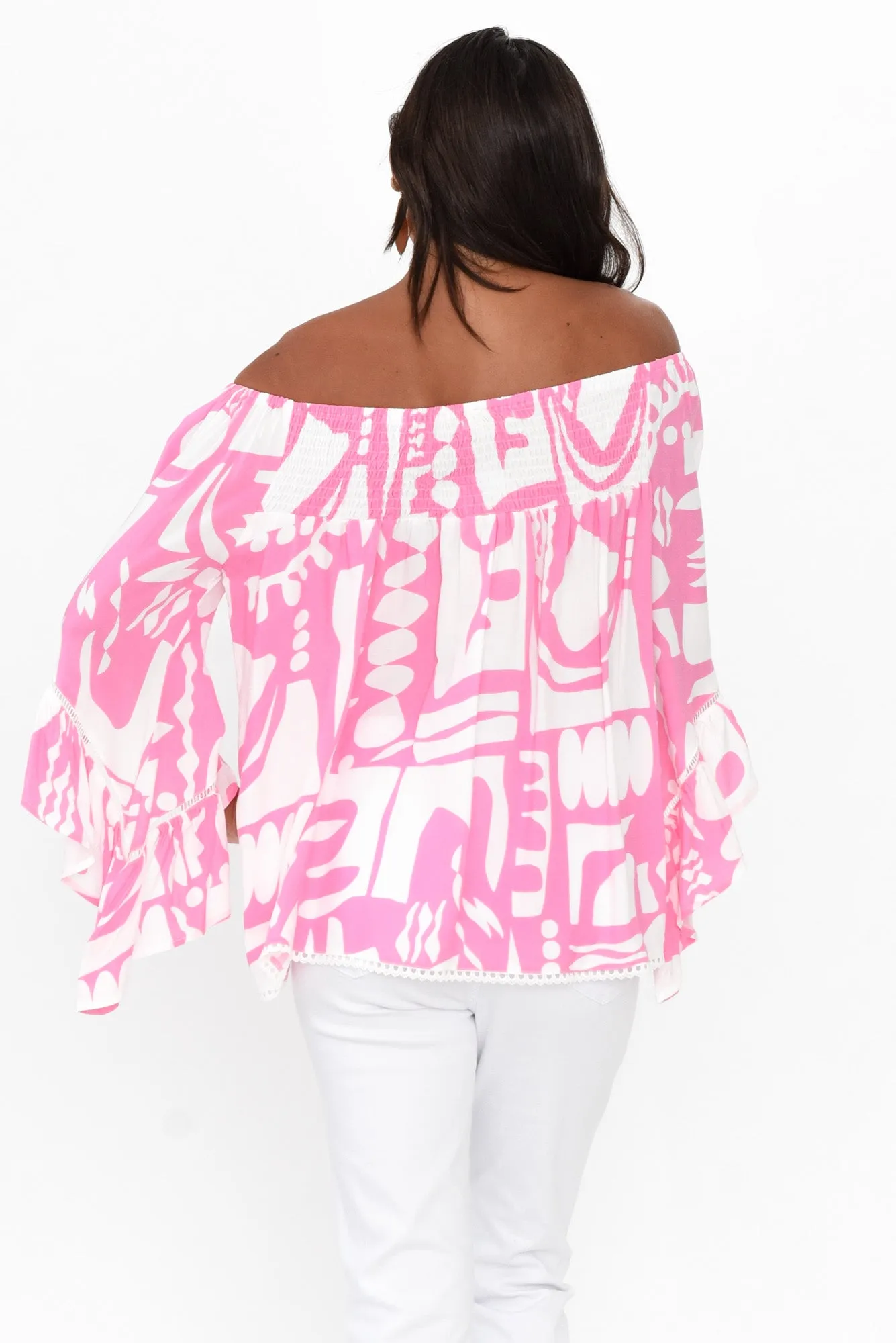 Violet Pink Abstract Bell Sleeve Top sold by Blue Bungalow product image thumbnail 5