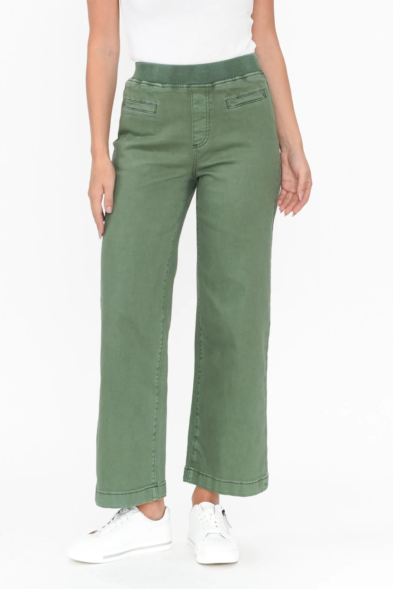 Maddy Khaki Wide Leg Jeans sold by Blue Bungalow