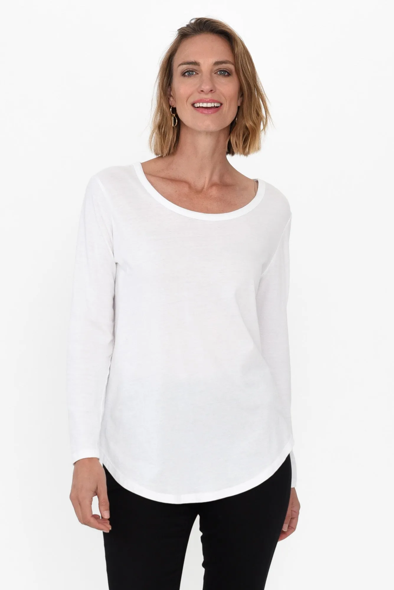 Megan White Cotton Long Sleeve Top sold by Blue Bungalow