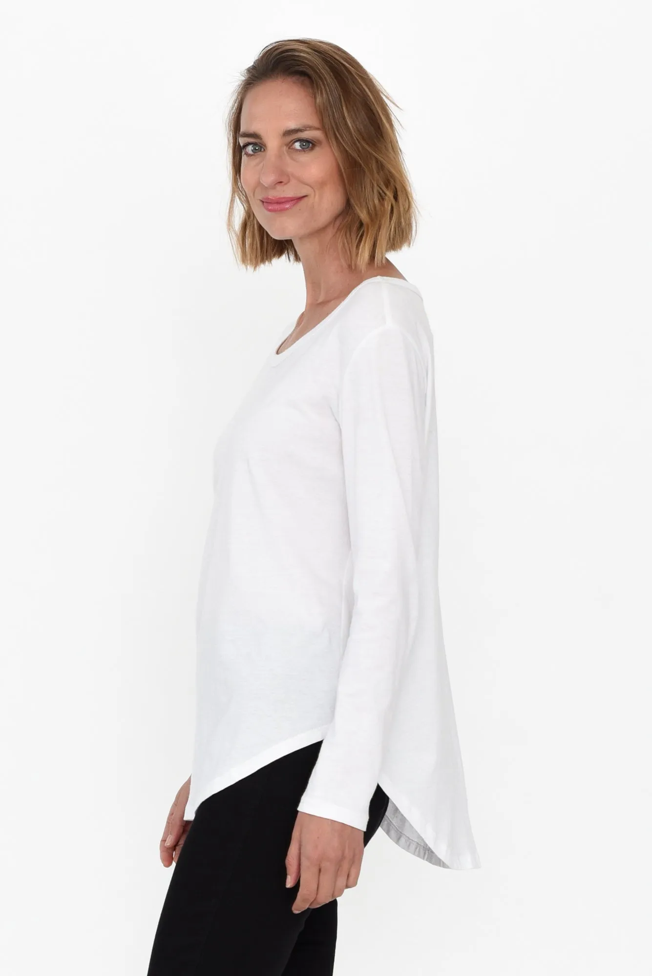 Megan White Cotton Long Sleeve Top sold by Blue Bungalow product image thumbnail 4