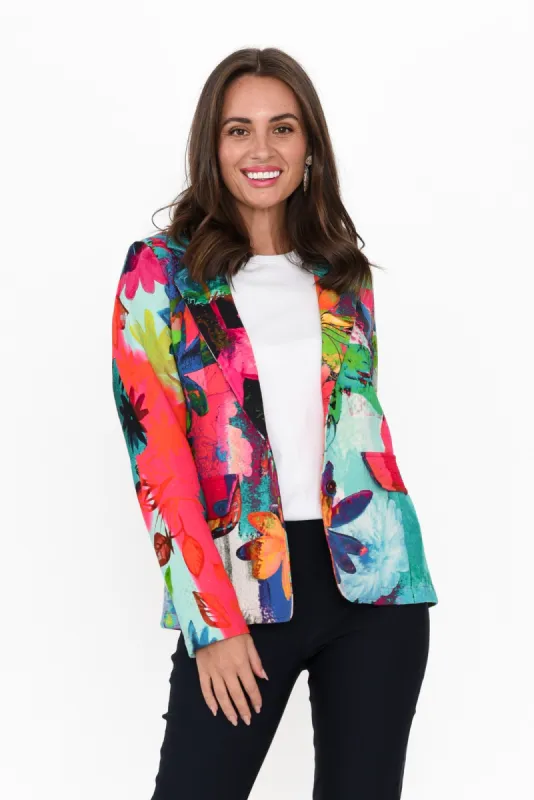 Dunstan Pink Flower Cotton Blazer sold by Blue Bungalow