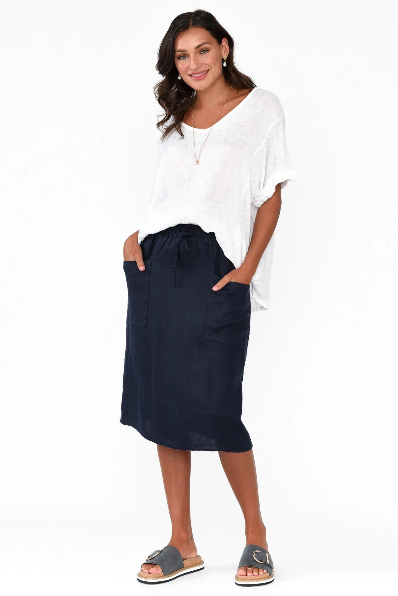 Oversized Anna White Linen Tee sold by Blue Bungalow product image thumbnail 3