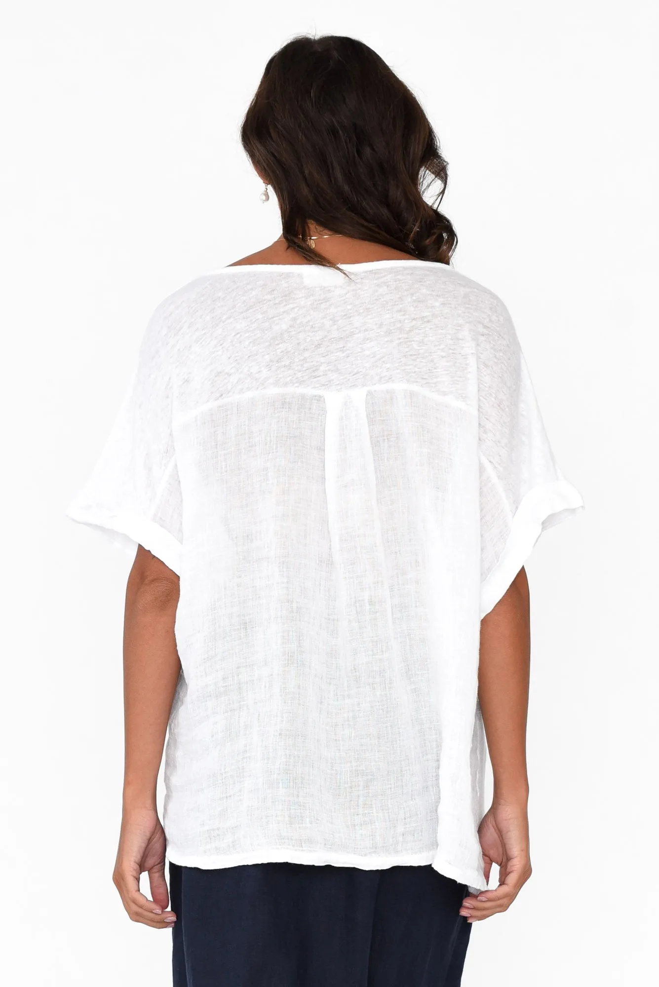 Oversized Anna White Linen Tee sold by Blue Bungalow product image thumbnail 5
