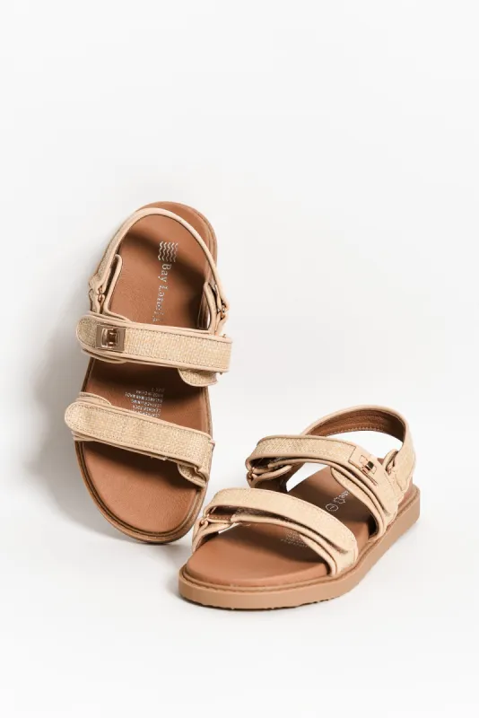Milly Natural Raffia Leather Sandal sold by Blue Bungalow