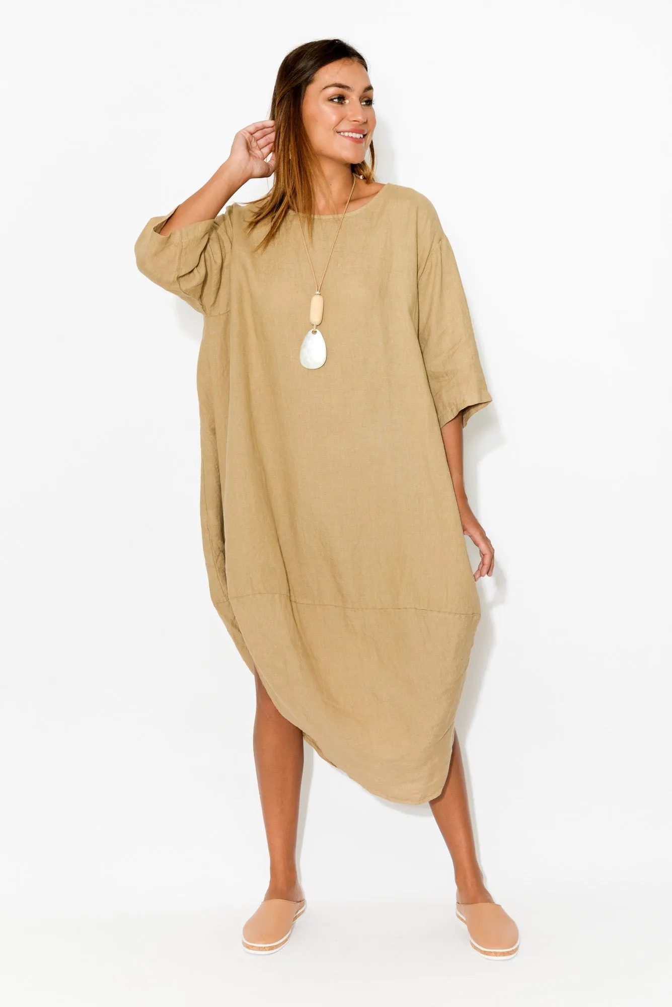 Irina Caramel Linen Dress sold by Blue Bungalow product image thumbnail 2