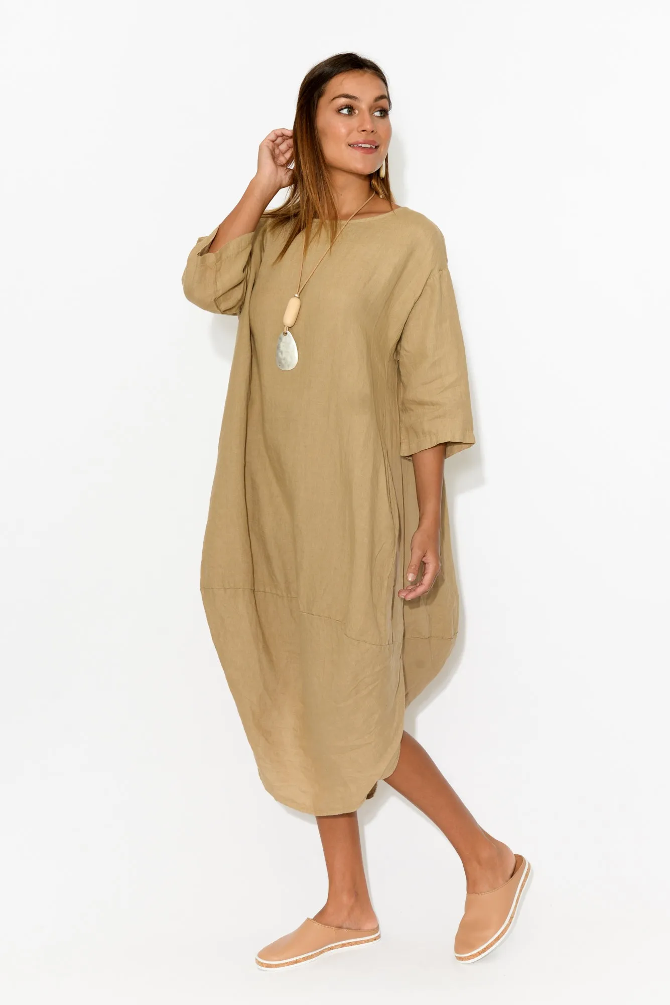 Irina Caramel Linen Dress sold by Blue Bungalow product image thumbnail 3