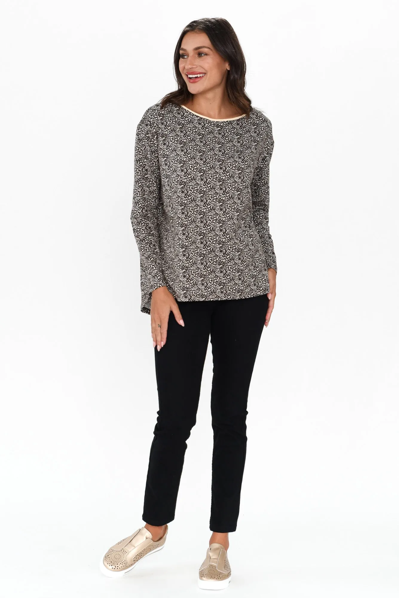 Moya Brown Abstract Cotton Hi Lo Top sold by Blue Bungalow product image thumbnail 5