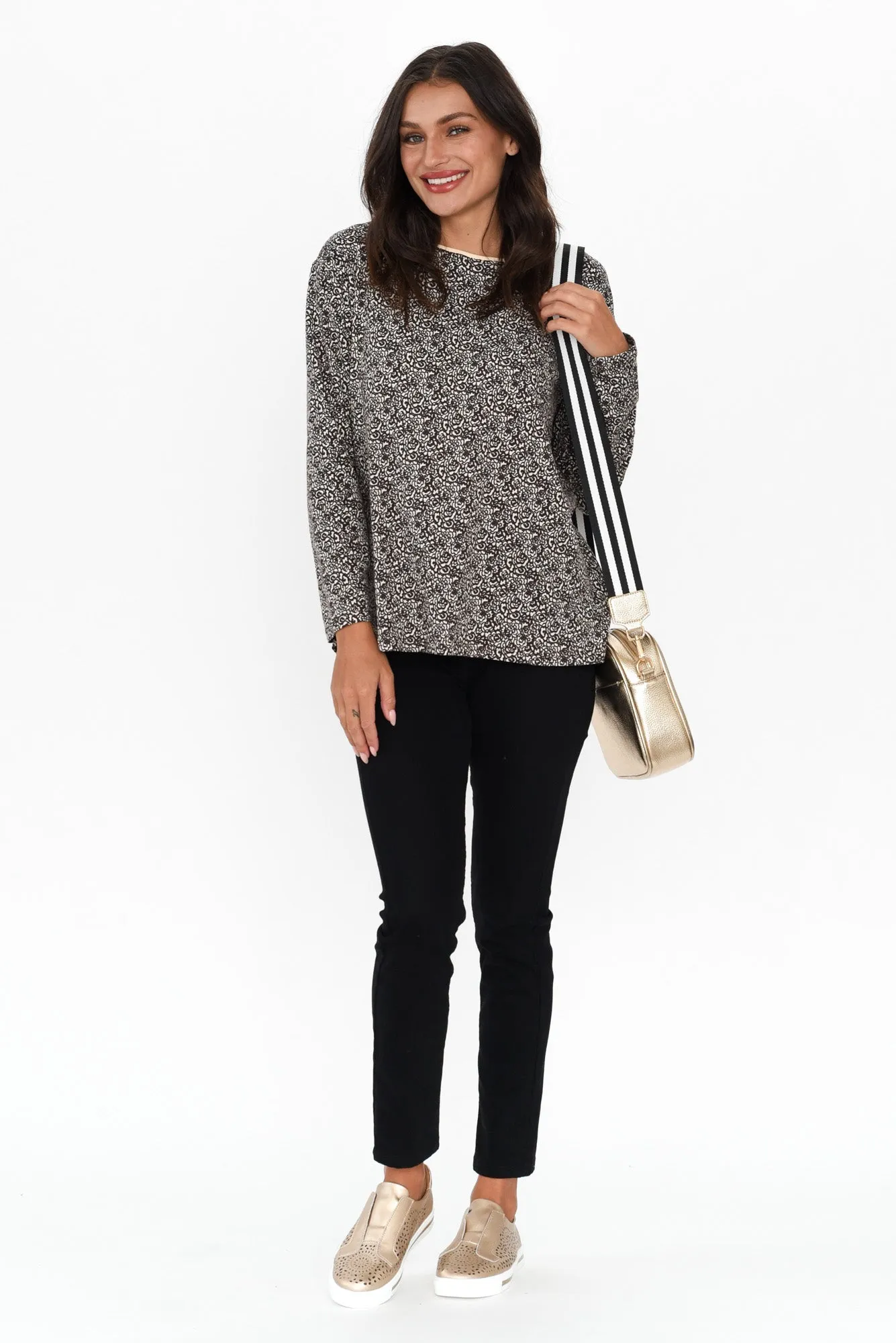 Moya Brown Abstract Cotton Hi Lo Top sold by Blue Bungalow product image thumbnail 2