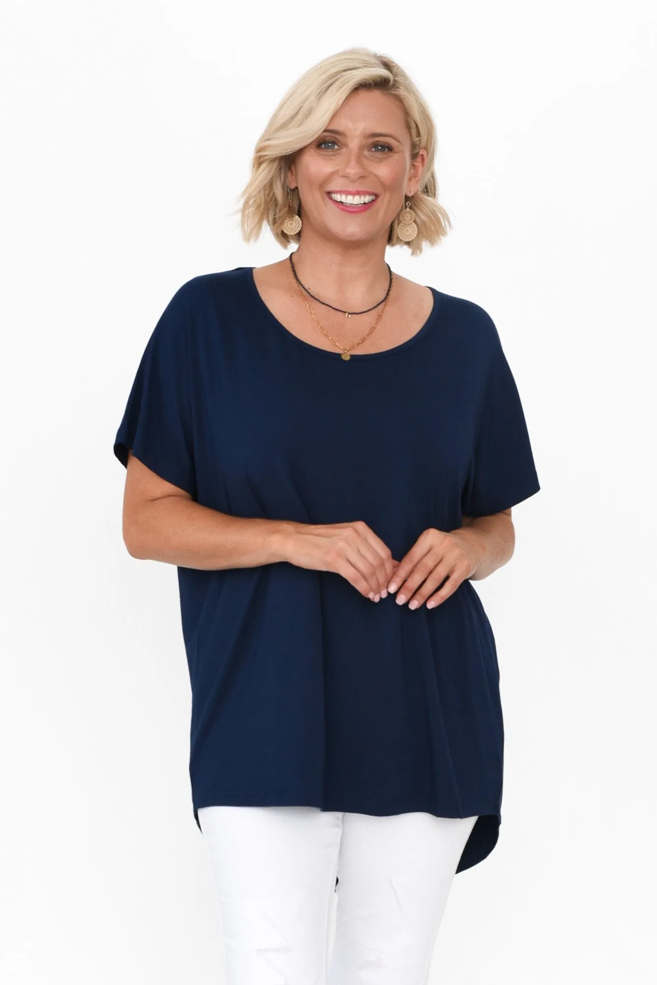 Danya Navy Bamboo Top sold by Blue Bungalow