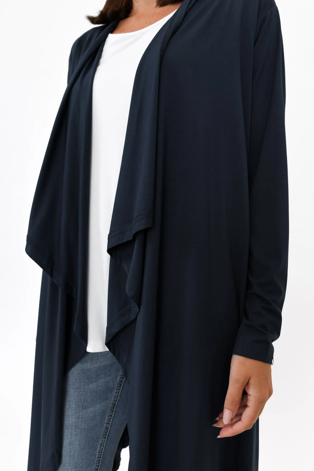 Leanna Navy Bamboo Waterfall Cardigan sold by Blue Bungalow product image thumbnail 3