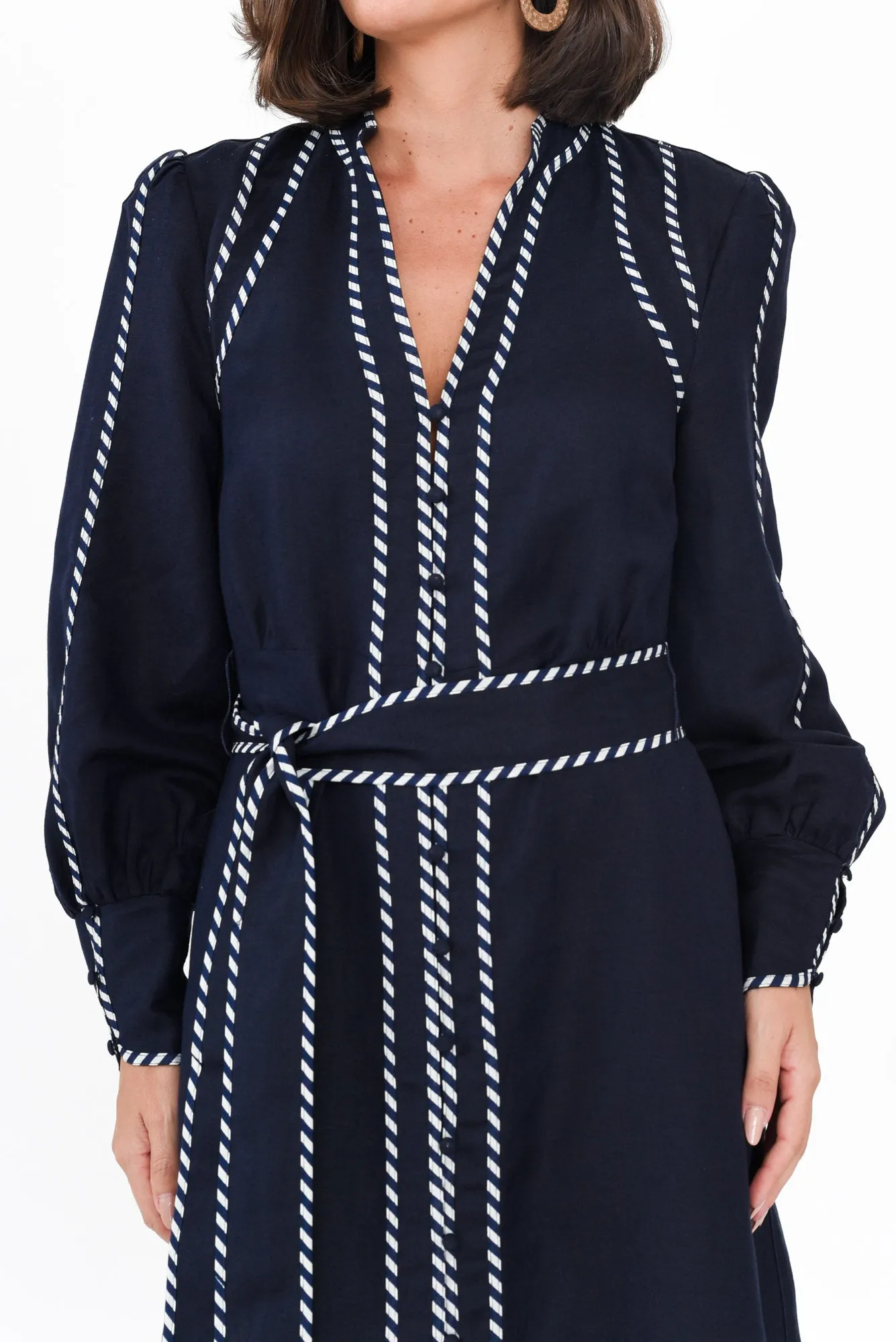 Nova Navy Ink Linen Blend Dress sold by Blue Bungalow product image thumbnail 5