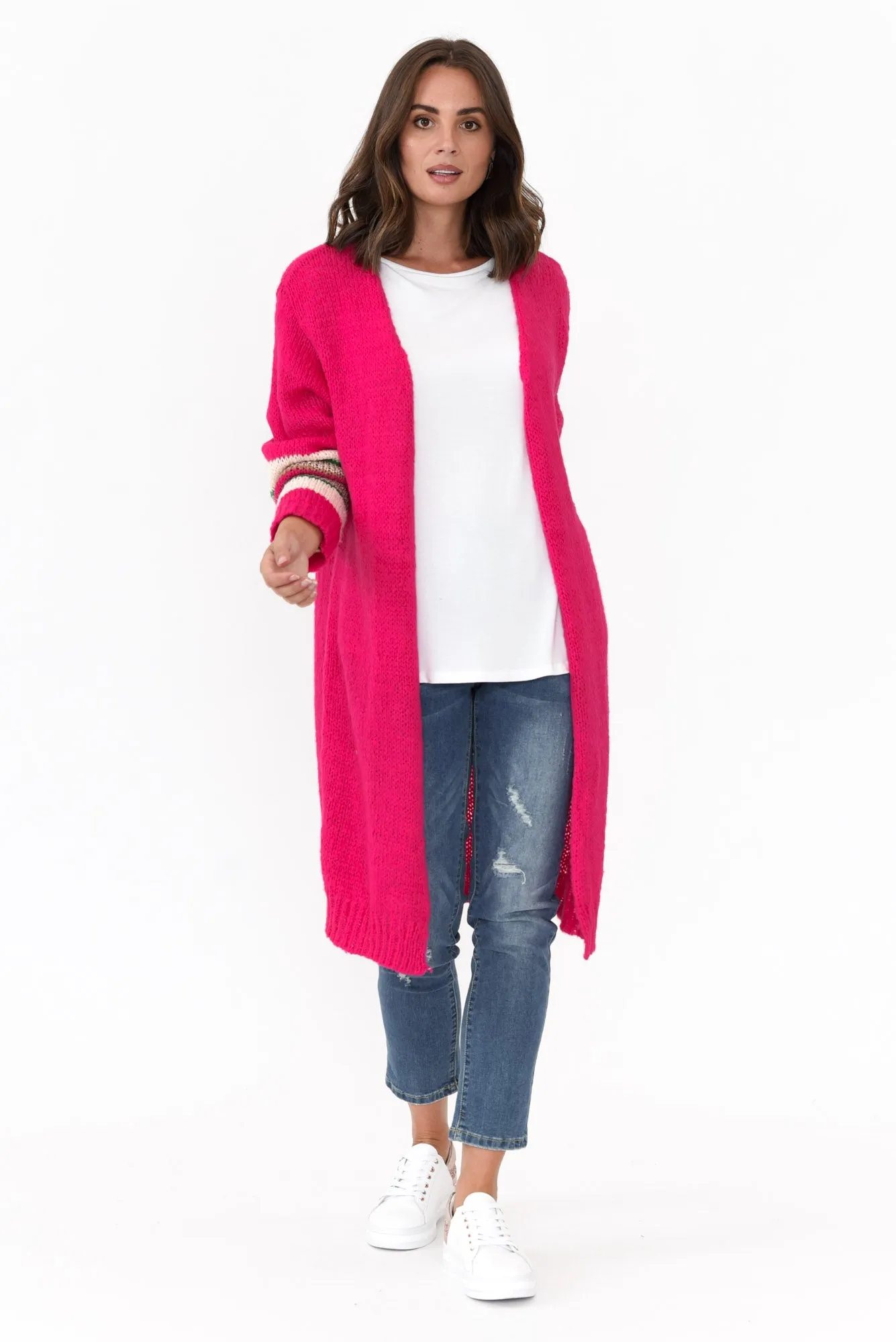 Pippi Hot Pink Wool Cardigan sold by Blue Bungalow