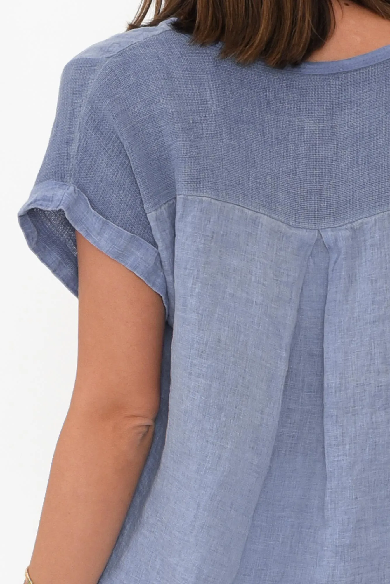 Dorian Steel Linen Cotton Top sold by Blue Bungalow product image thumbnail 5