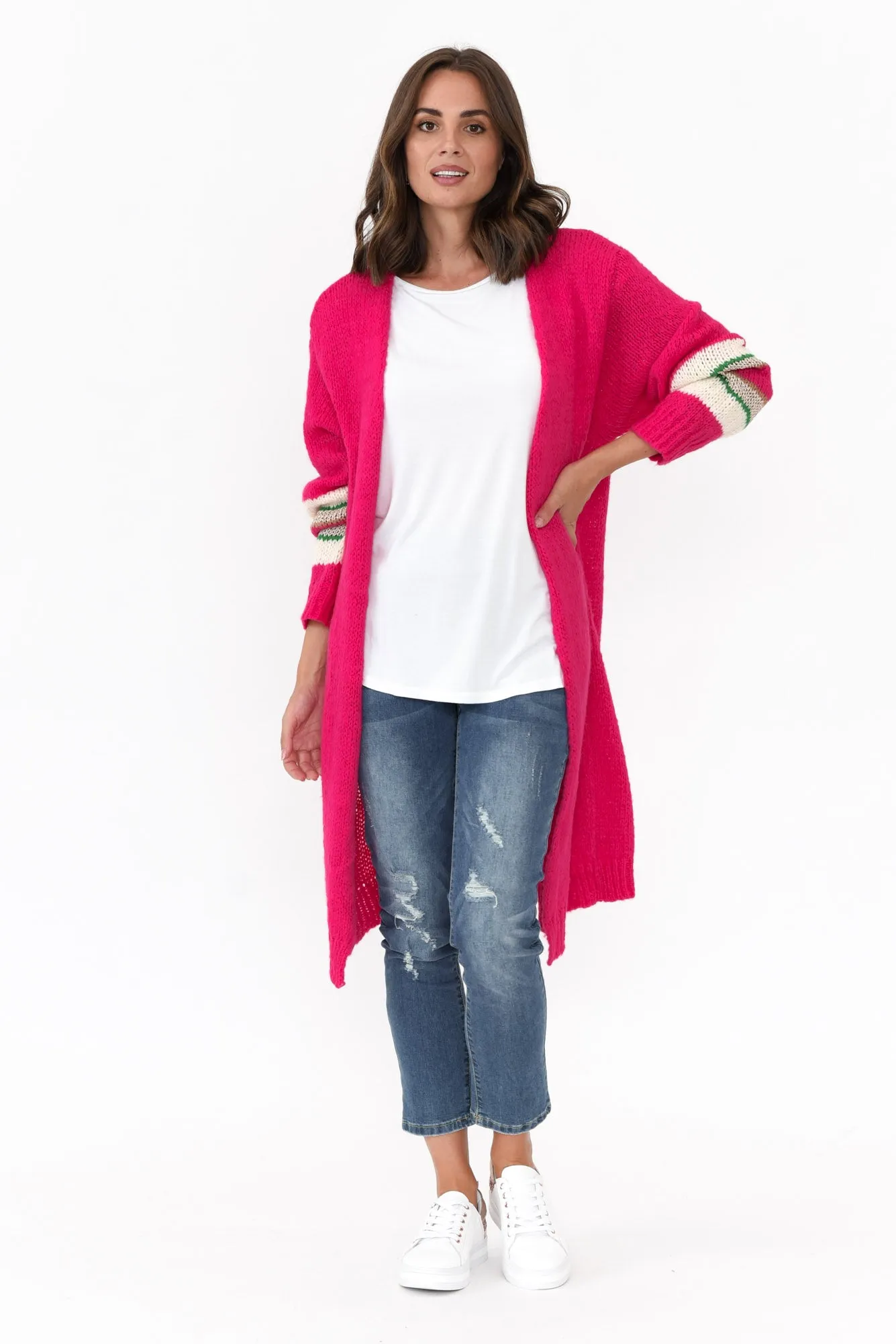 Pippi Hot Pink Wool Cardigan sold by Blue Bungalow product image thumbnail 2