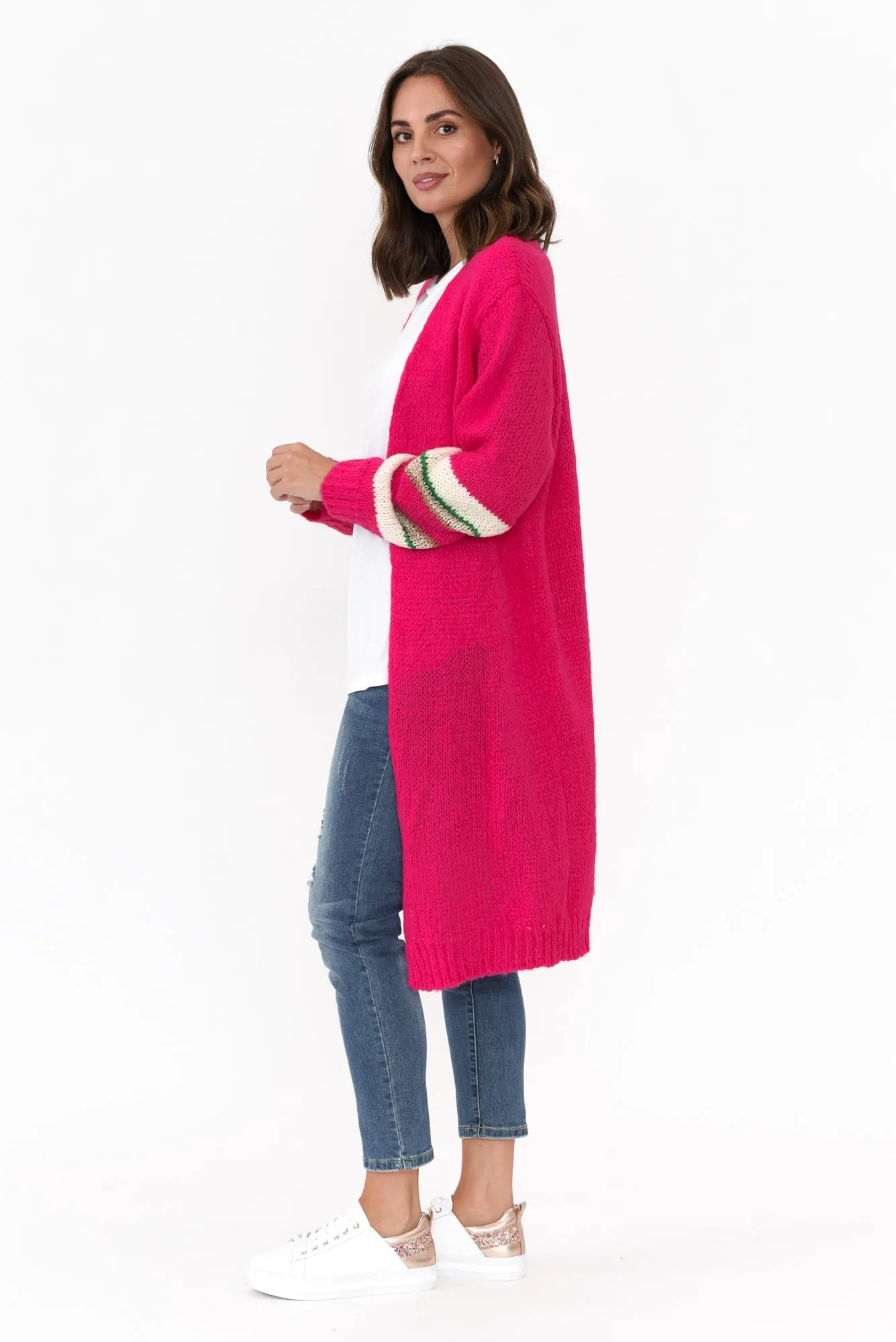 Pippi Hot Pink Wool Cardigan sold by Blue Bungalow product image thumbnail 3