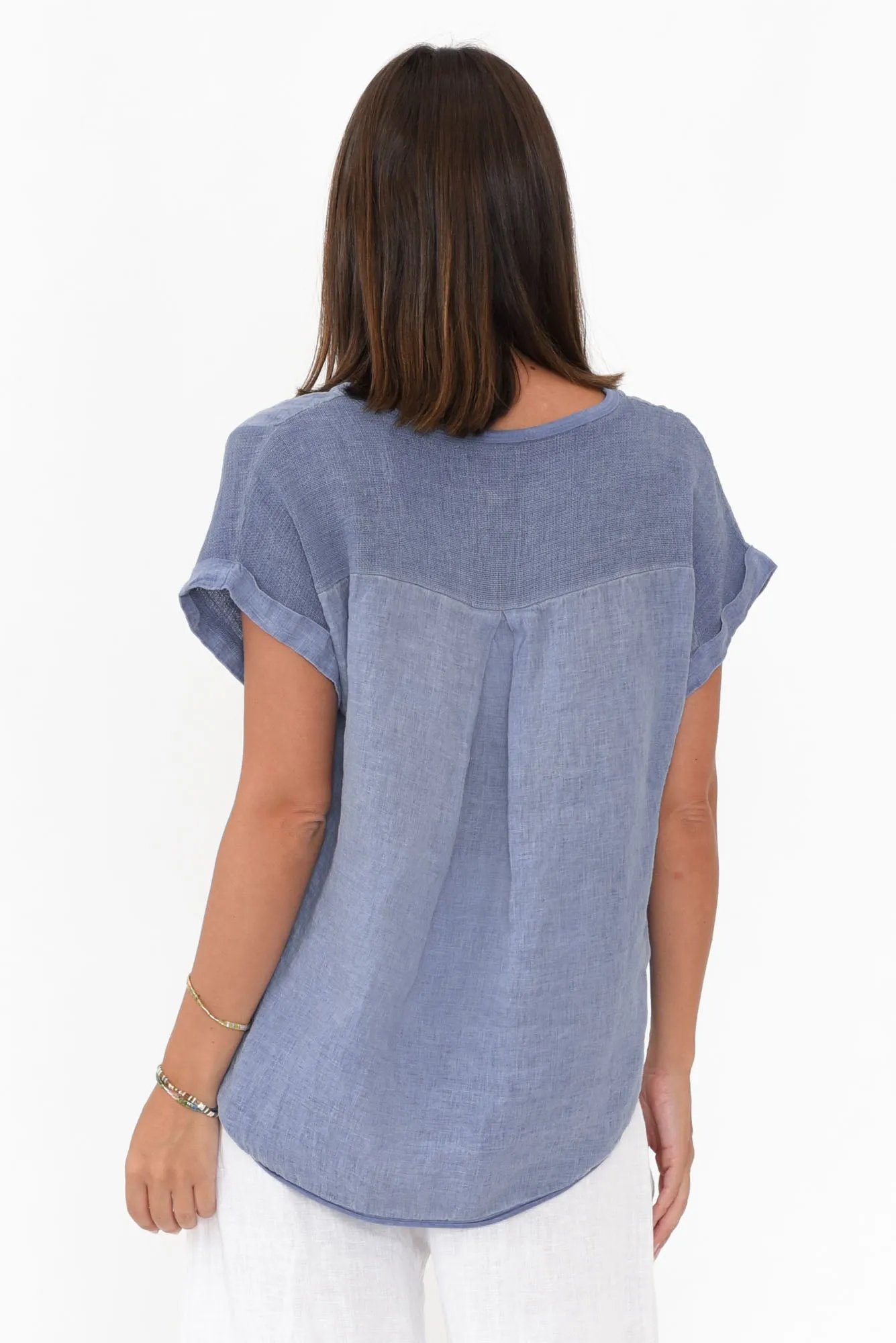 Dorian Steel Linen Cotton Top sold by Blue Bungalow product image thumbnail 4