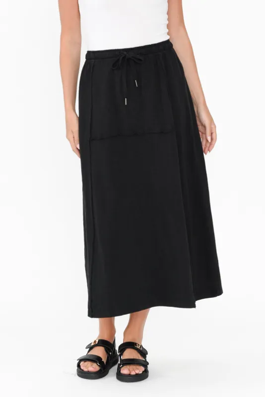 Jayne Black Cotton Drawstring Skirt sold by Blue Bungalow