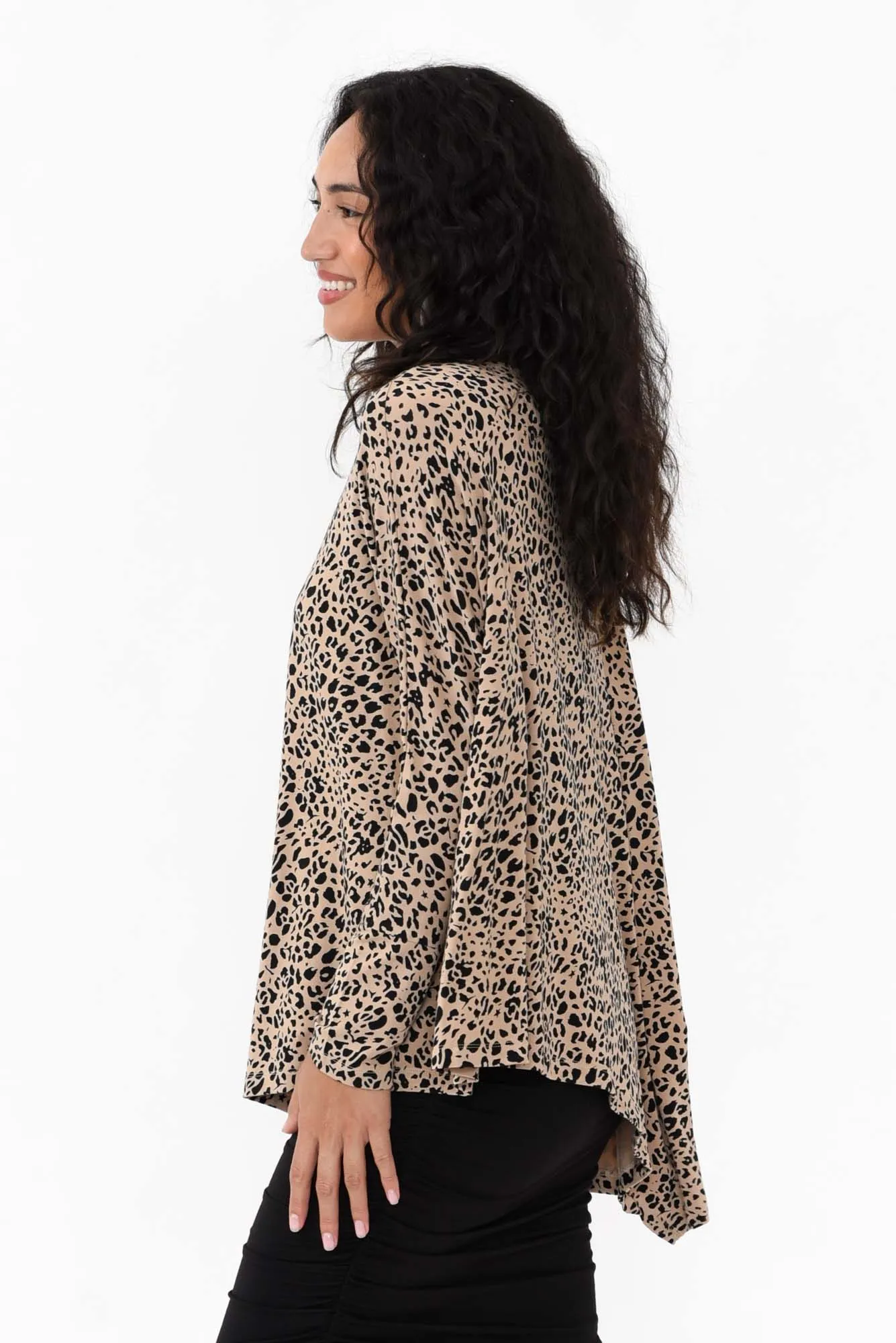 Susie Leopard Asymmetrical Bamboo Top sold by Blue Bungalow product image thumbnail 4