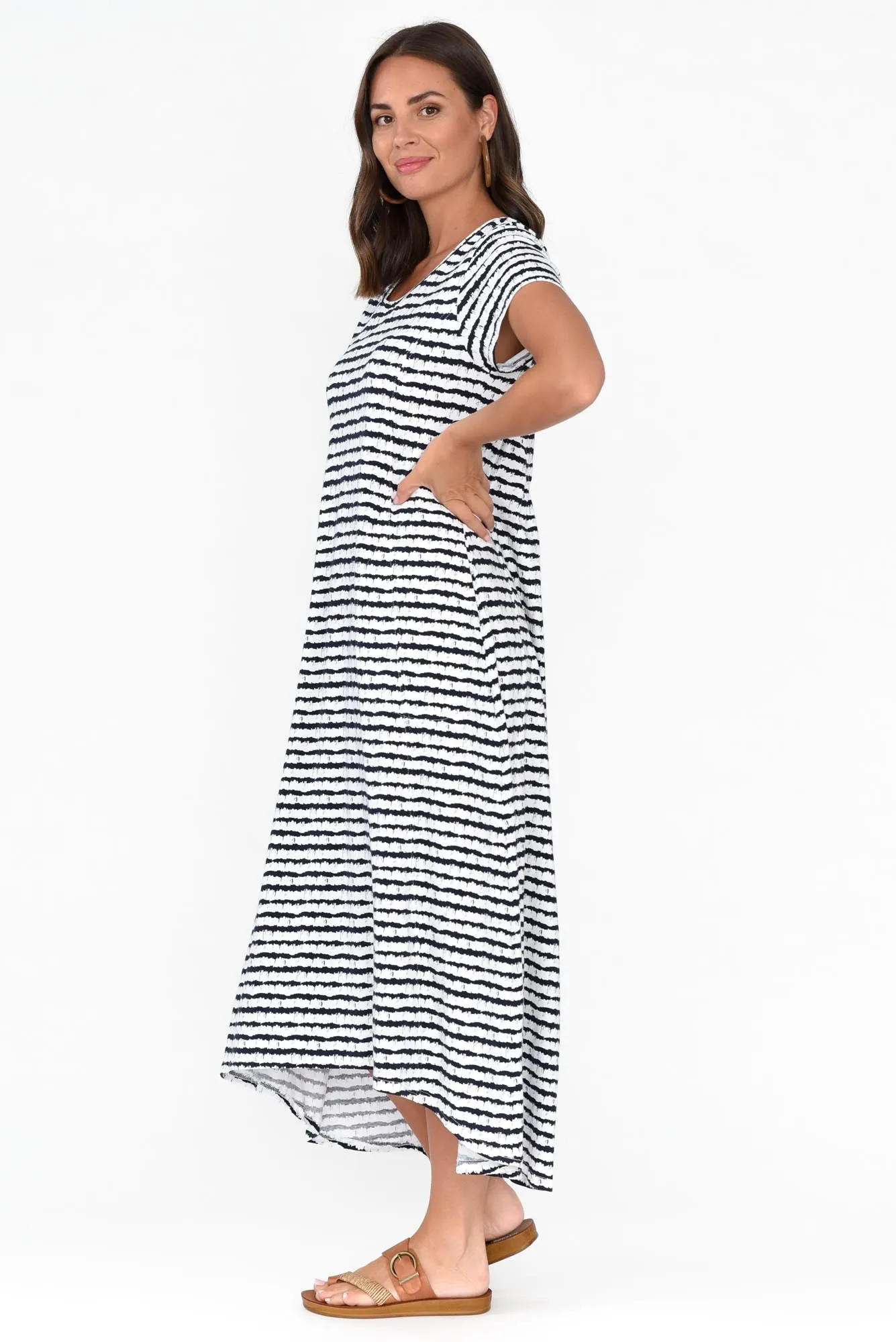 Patrick Navy Stripe Cotton Pocket Dress sold by Blue Bungalow product image thumbnail 5