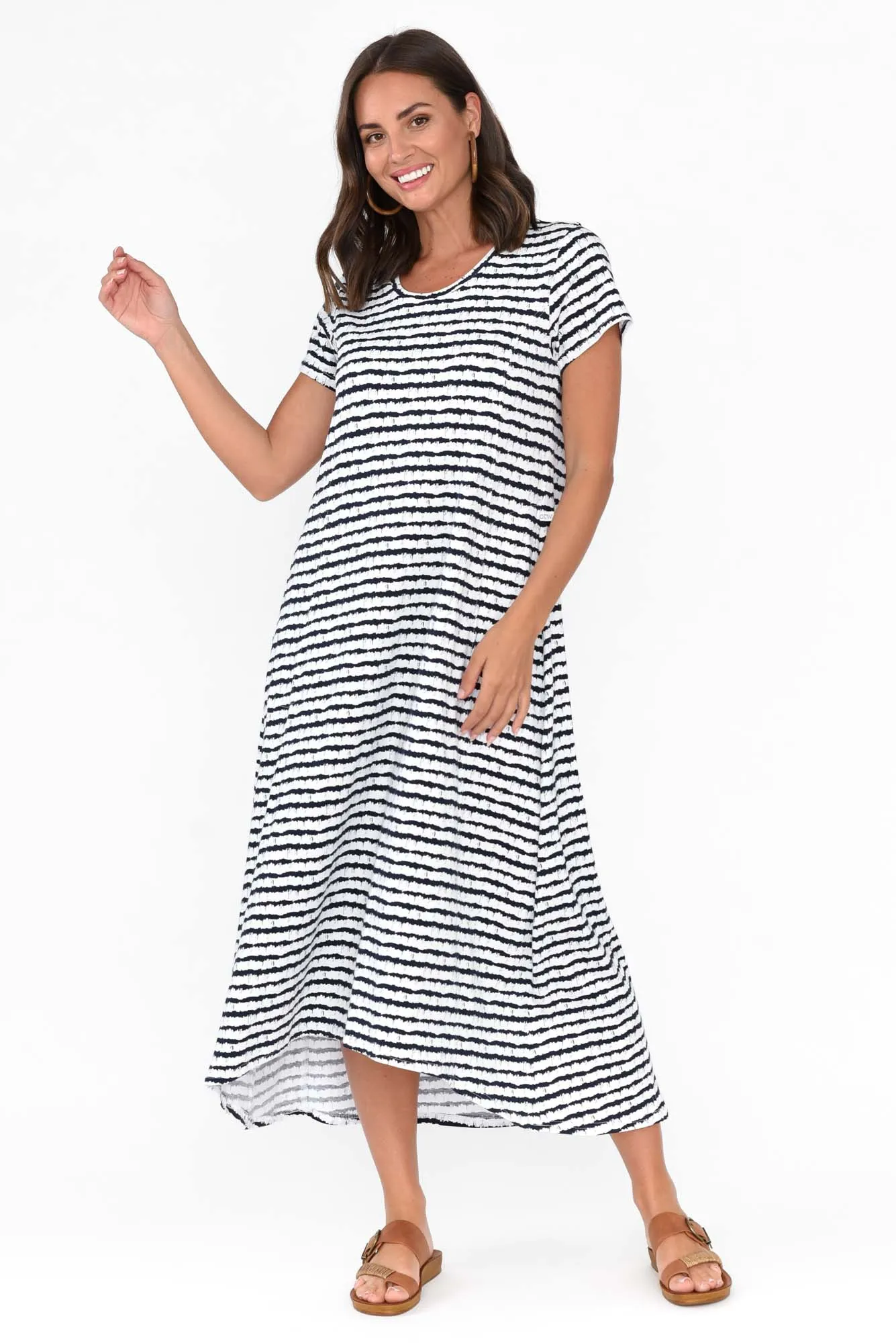 Patrick Navy Stripe Cotton Pocket Dress sold by Blue Bungalow product image thumbnail 3
