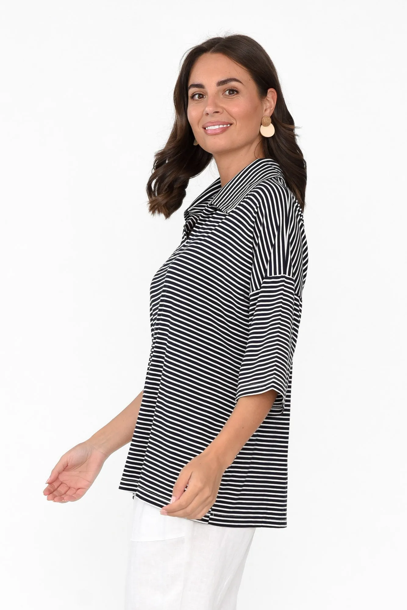 Cressida Navy Stripe Bamboo Top sold by Blue Bungalow product image thumbnail 3