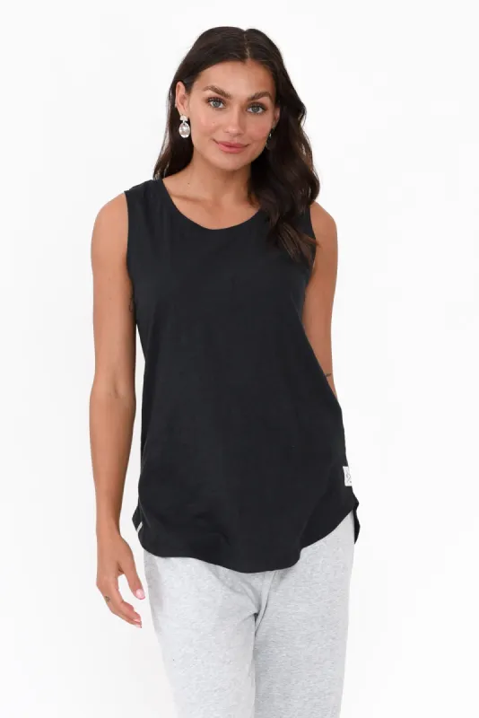 Black Cotton Scoop Tank sold by Blue Bungalow