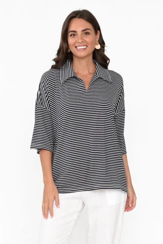 Cressida Navy Stripe Bamboo Top sold by Blue Bungalow