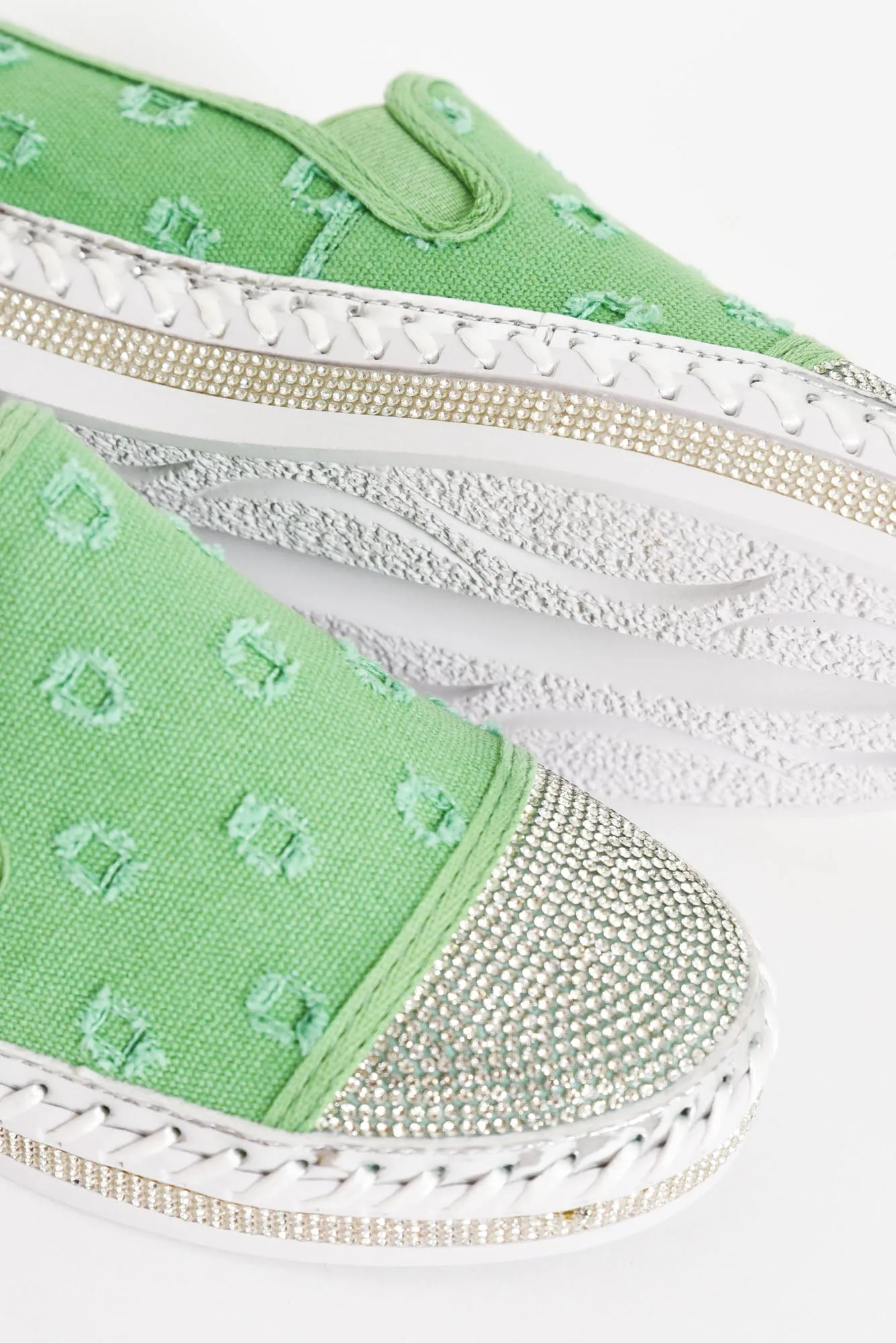 Sassy Green Diamante Slip On Sneaker sold by Blue Bungalow product image thumbnail 2