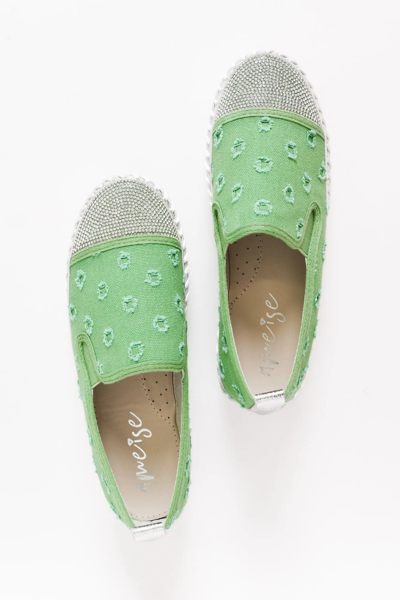 Sassy Green Diamante Slip On Sneaker sold by Blue Bungalow product image thumbnail 3