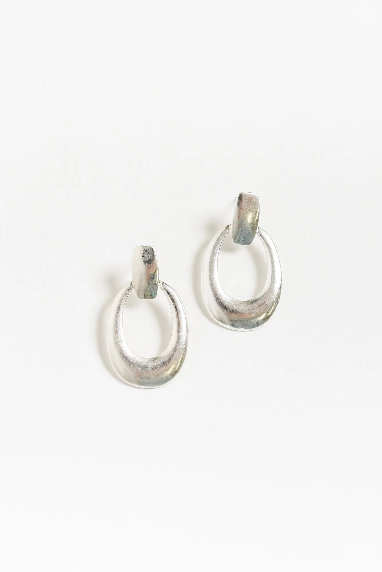 Sala Silver Disk Pendant Earrings sold by Blue Bungalow