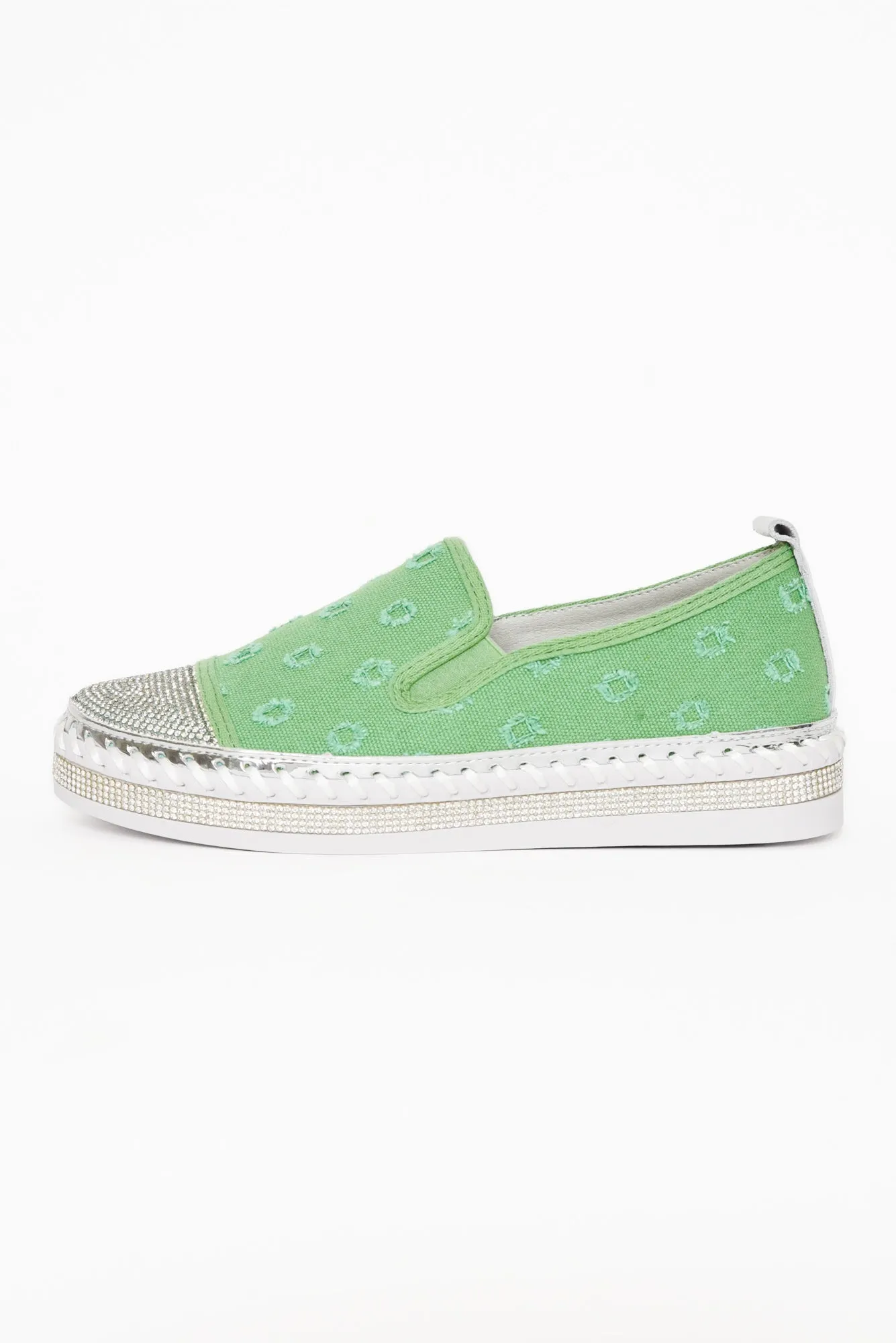 Sassy Green Diamante Slip On Sneaker sold by Blue Bungalow product image thumbnail 4