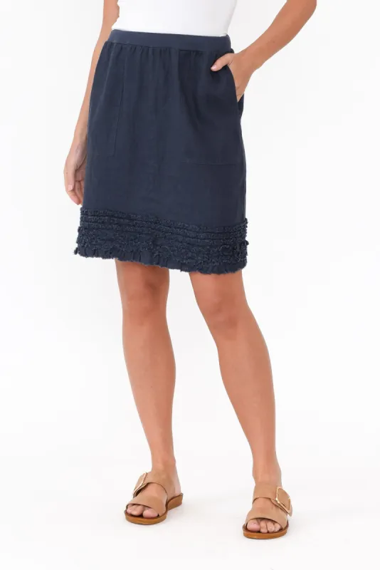 Phillipa Navy Ruffle Hem Skirt sold by Blue Bungalow