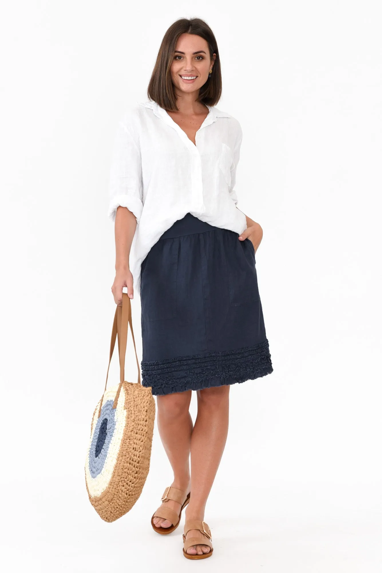 Phillipa Navy Ruffle Hem Skirt sold by Blue Bungalow product image thumbnail 2