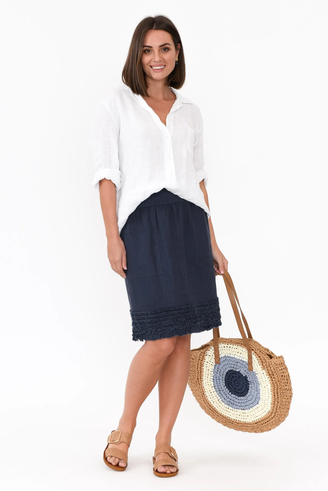 Phillipa Navy Ruffle Hem Skirt sold by Blue Bungalow product image thumbnail 5