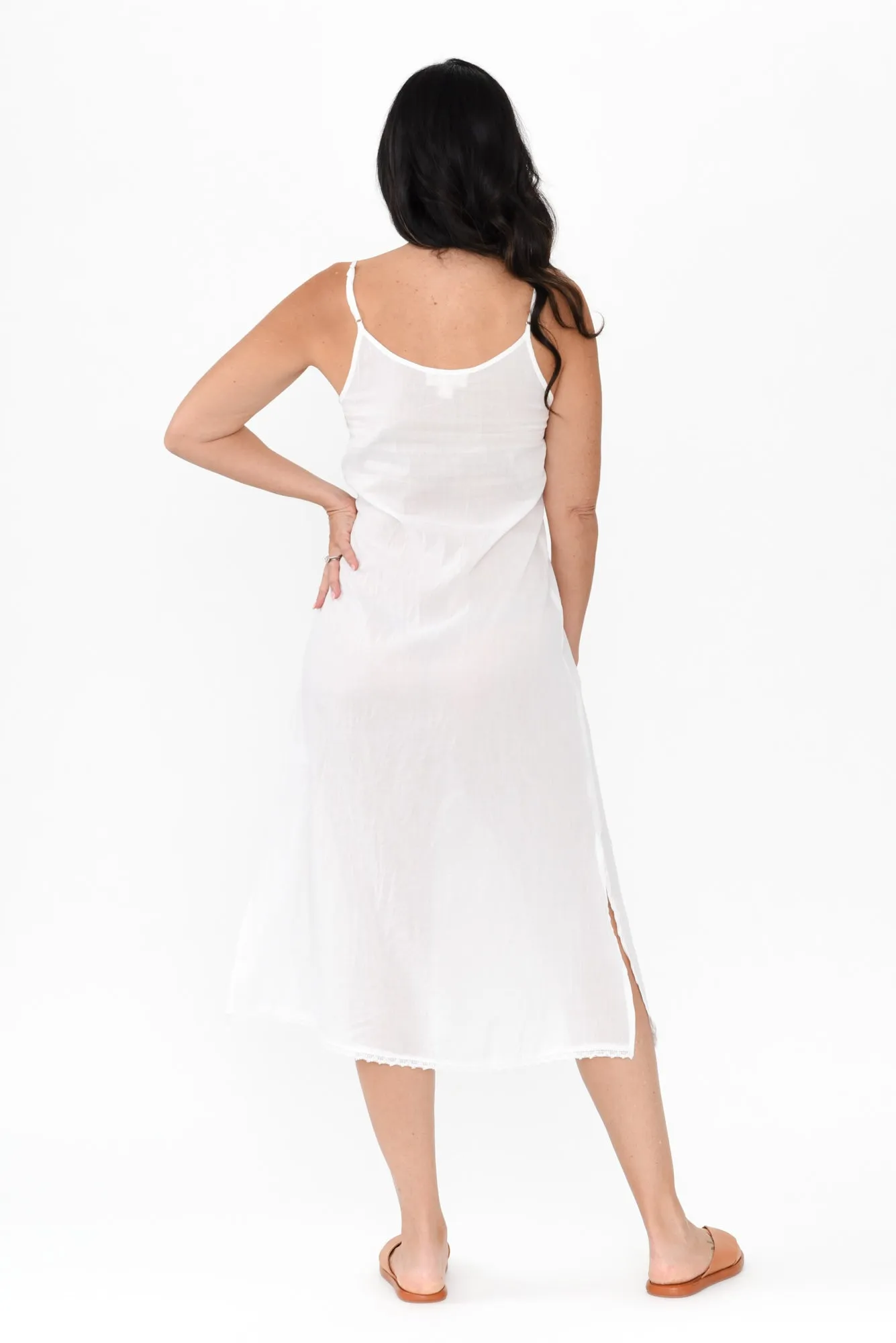 White Cotton Maxi Slip Dress sold by Blue Bungalow product image thumbnail 4