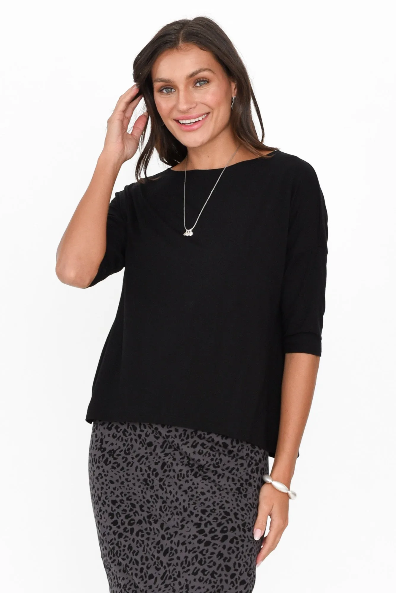 Camila Black Bamboo Top sold by Blue Bungalow