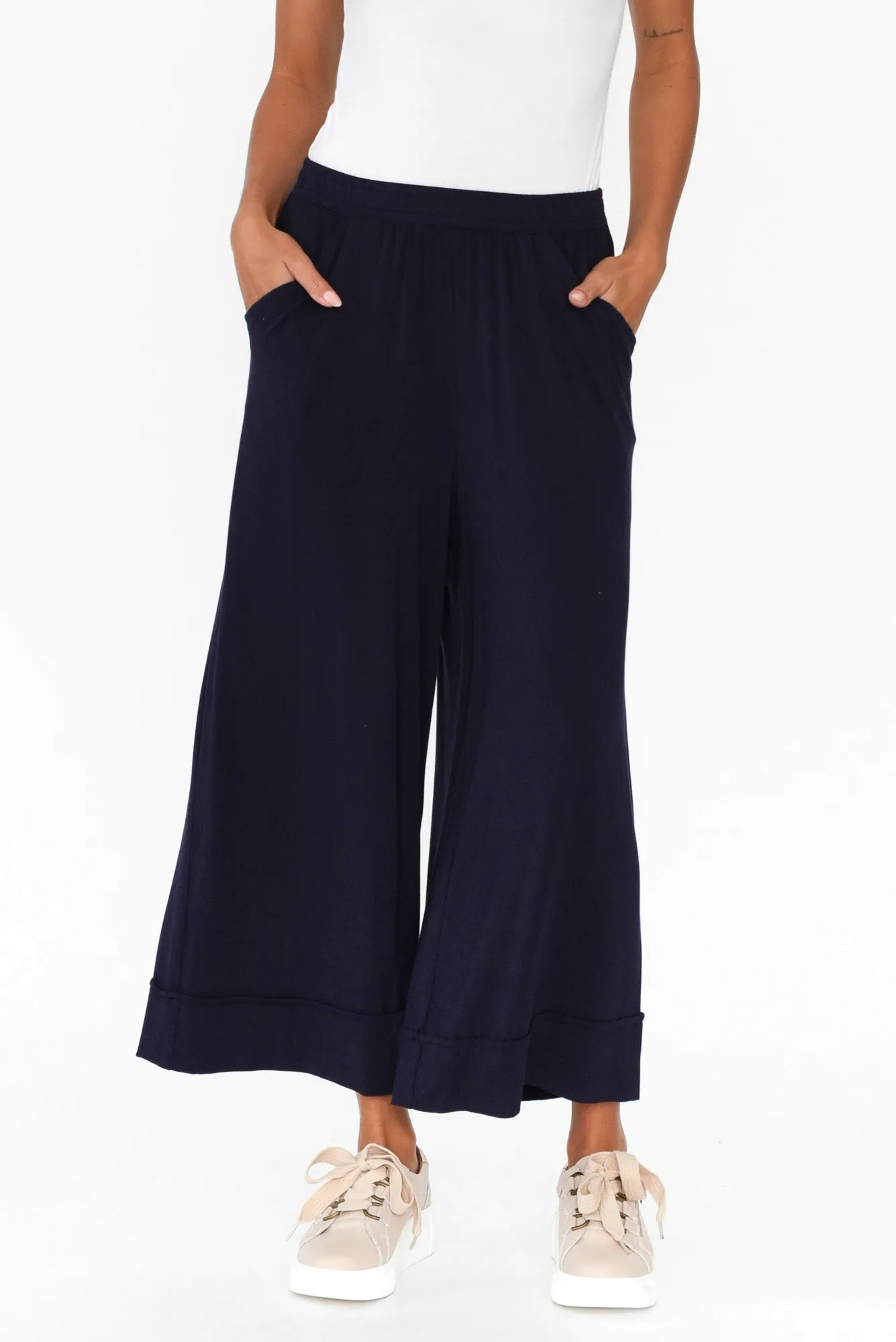 Lena Navy Micro Modal Resort Pants sold by Blue Bungalow product image thumbnail 2