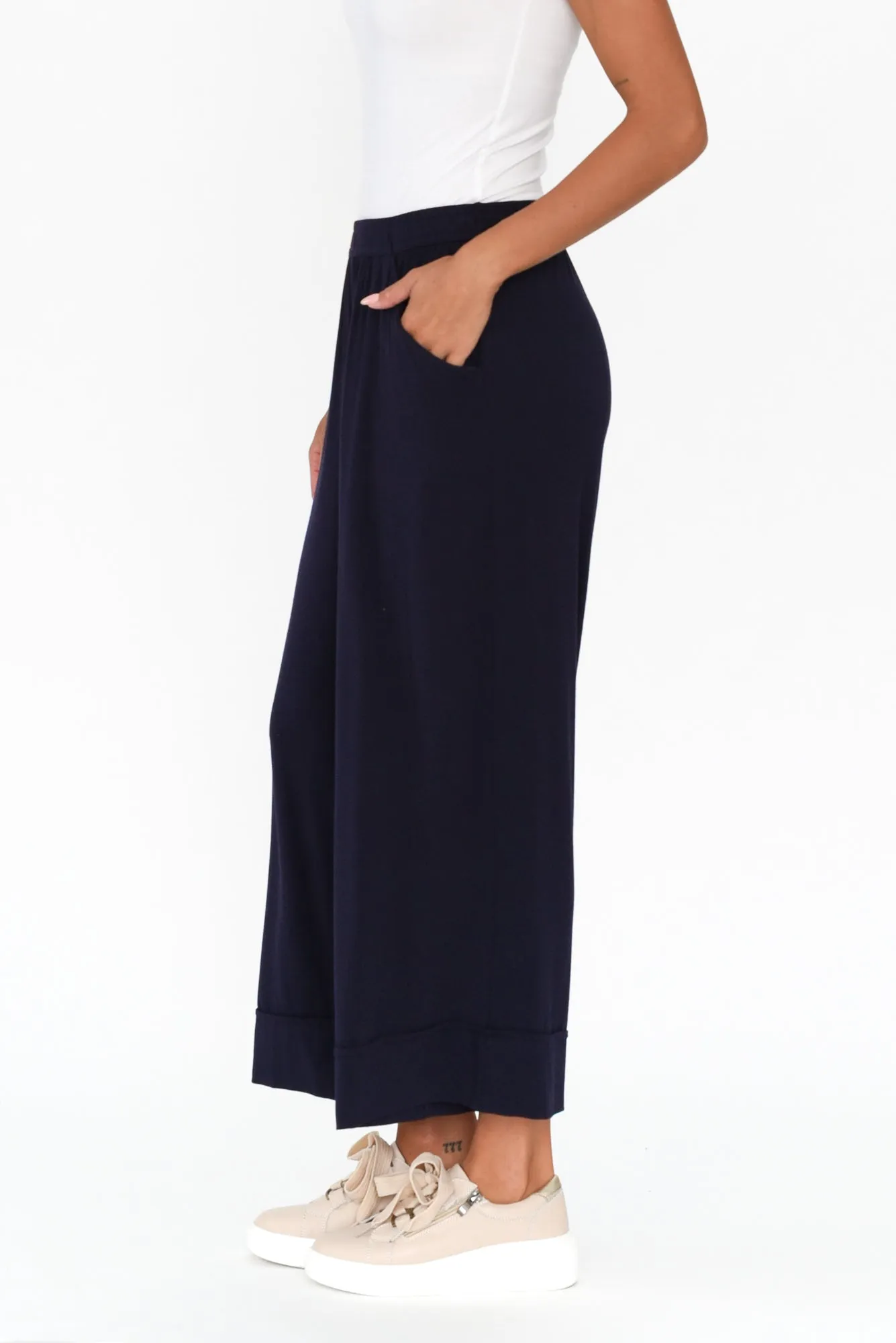 Lena Navy Micro Modal Resort Pants sold by Blue Bungalow product image thumbnail 4