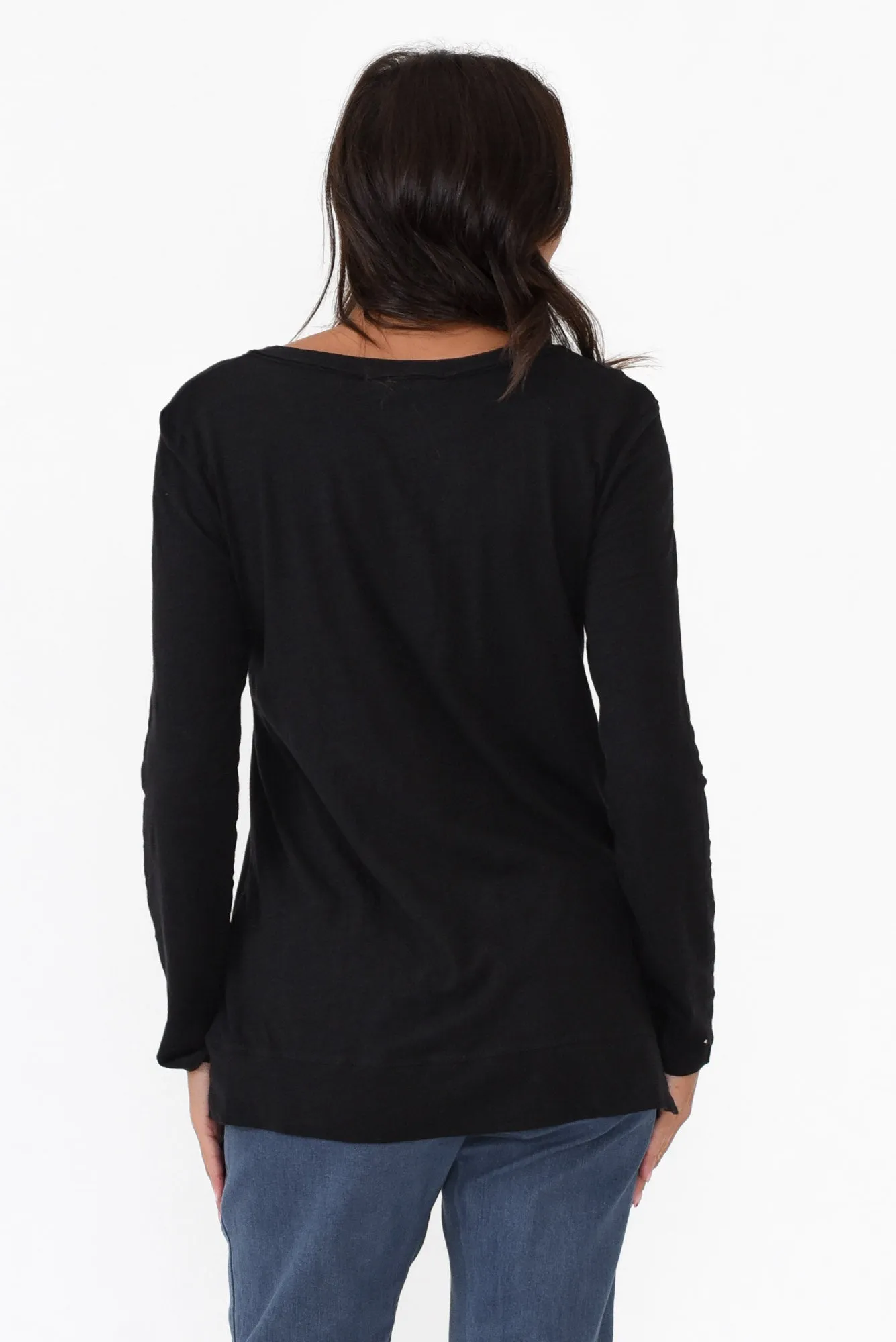 Leah Black Cotton Long Sleeve Tee sold by Blue Bungalow product image thumbnail 4