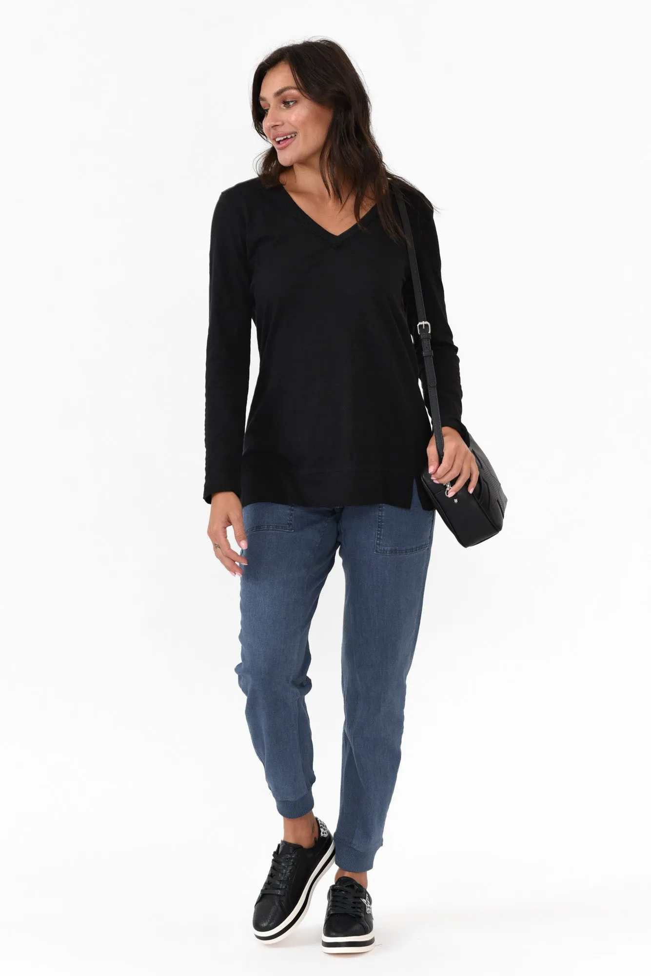 Leah Black Cotton Long Sleeve Tee sold by Blue Bungalow product image thumbnail 5