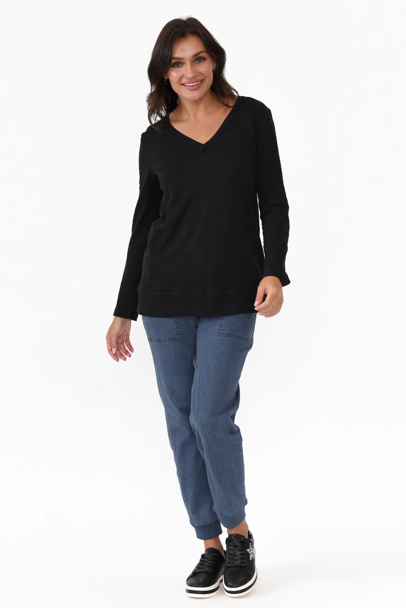 Leah Black Cotton Long Sleeve Tee sold by Blue Bungalow product image thumbnail 2