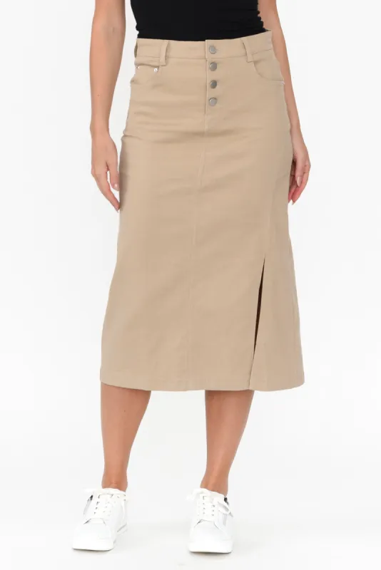 Astille Mocha Cotton Blend Skirt sold by Blue Bungalow
