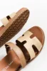Malibu Natural Raffia Leather Velcro Slide sold by Blue Bungalow