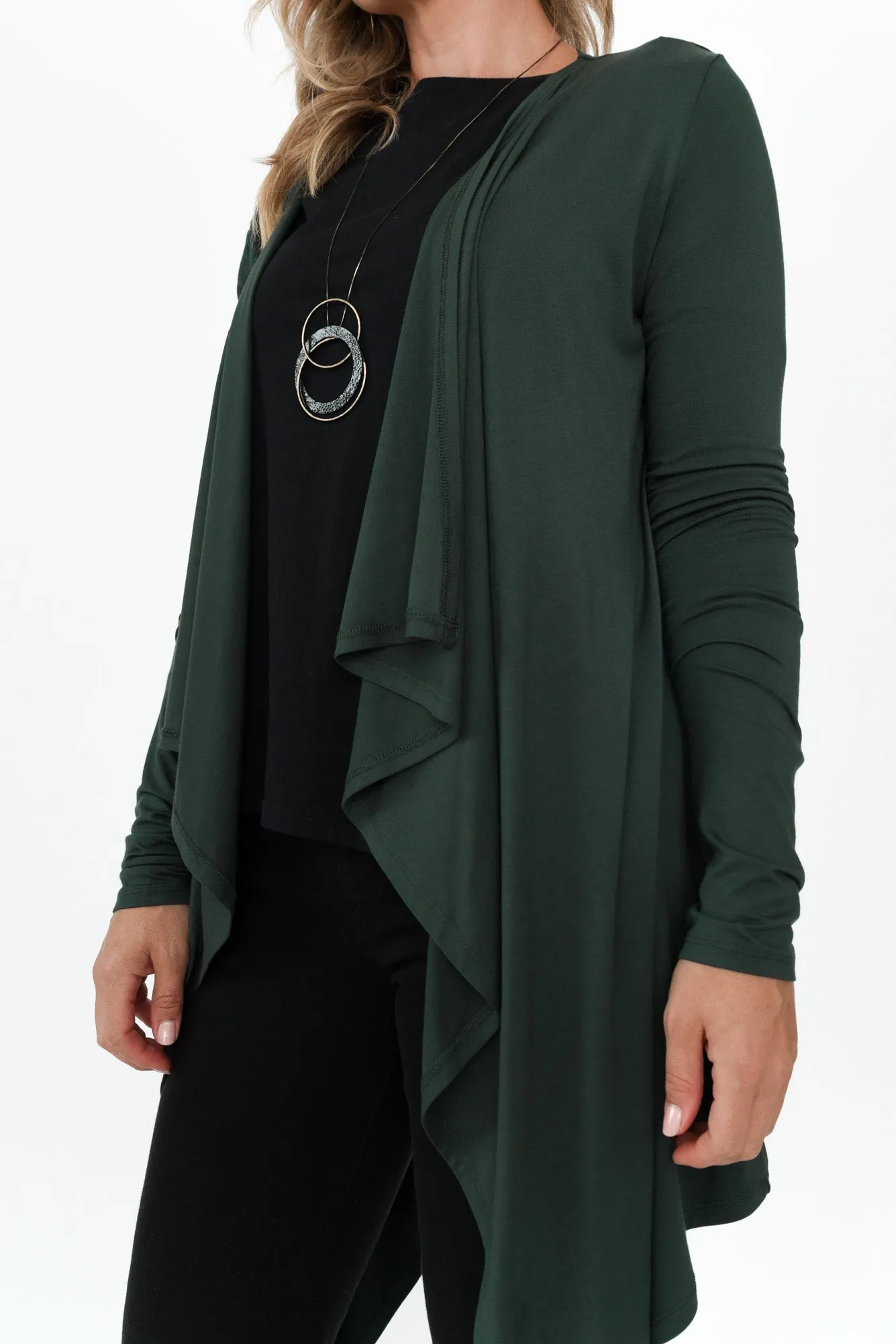 Dark Green Bamboo Waterfall Cardigan sold by Blue Bungalow product image thumbnail 5