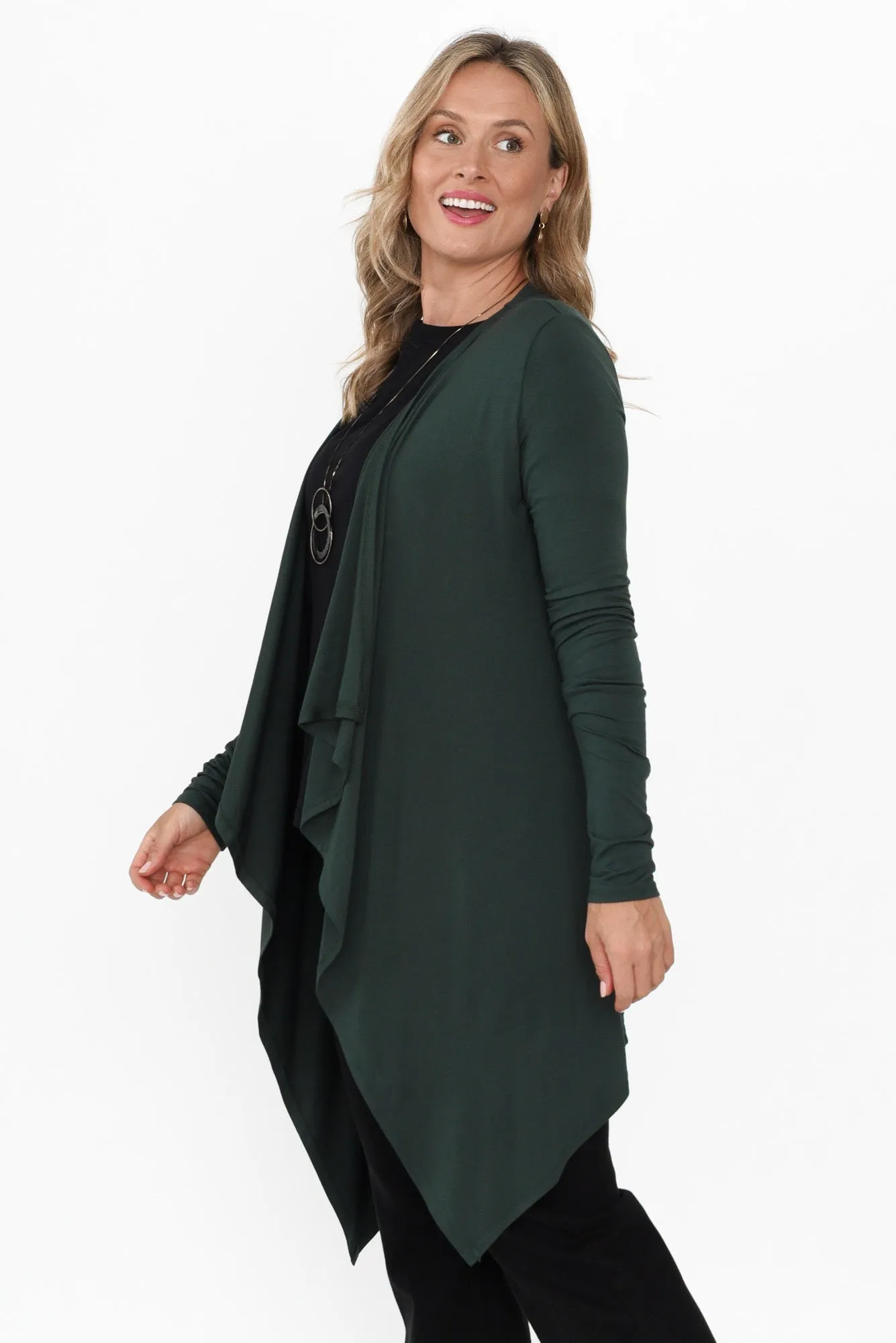 Dark Green Bamboo Waterfall Cardigan sold by Blue Bungalow product image thumbnail 4