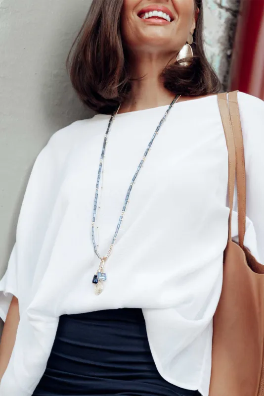 Kiva Blue Beaded Pendant Necklace sold by Blue Bungalow