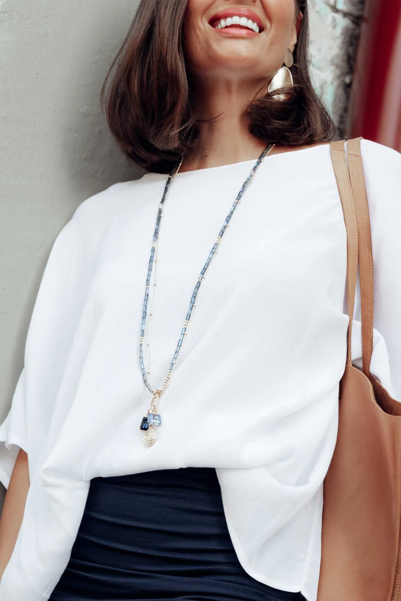 Kiva Blue Beaded Pendant Necklace sold by Blue Bungalow