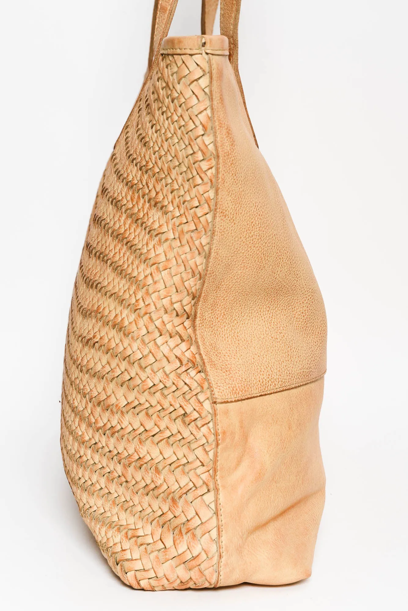 Amalfi Tan Leather Woven Tote Bag sold by Blue Bungalow product image thumbnail 3