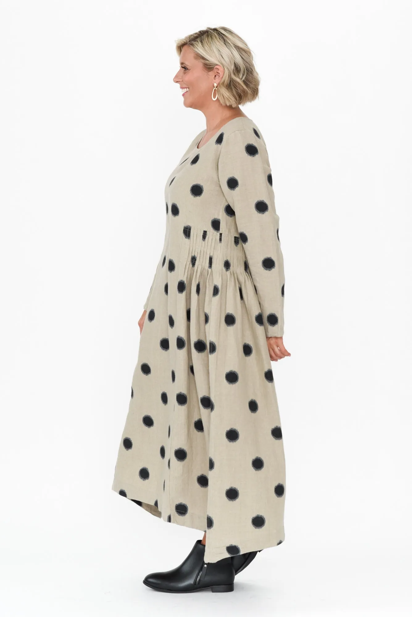 Alpine Navy Spot Cotton Linen Dress sold by Blue Bungalow product image thumbnail 3